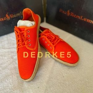 NEW Ralph Lauren Men ORANGE Canvas Espadrille SALSTON Shoe Size US 10D RUN SMALL